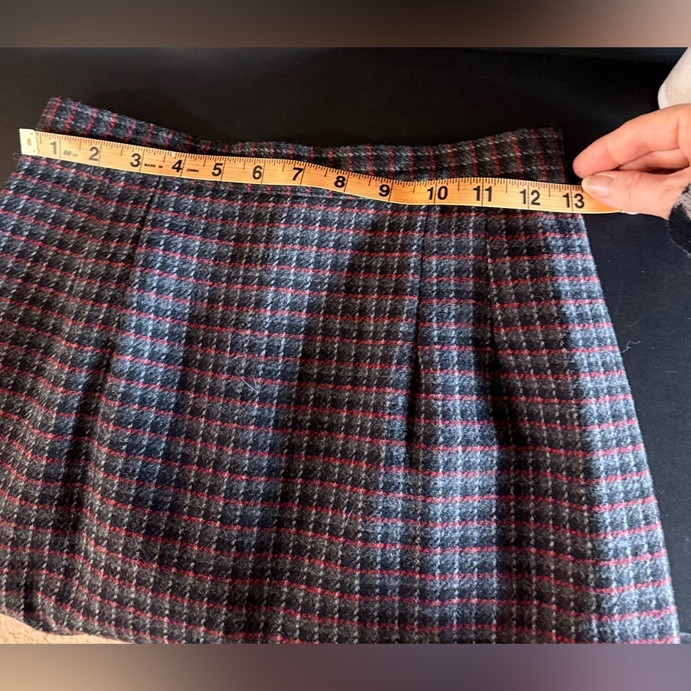 Vintage Briggs wool blend preppy classic gray red plaid high waist skirt 6P EUC - Picture 8 of 10